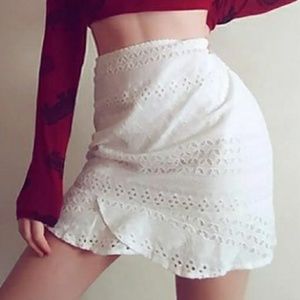 Lace Bodycon White Skirt
